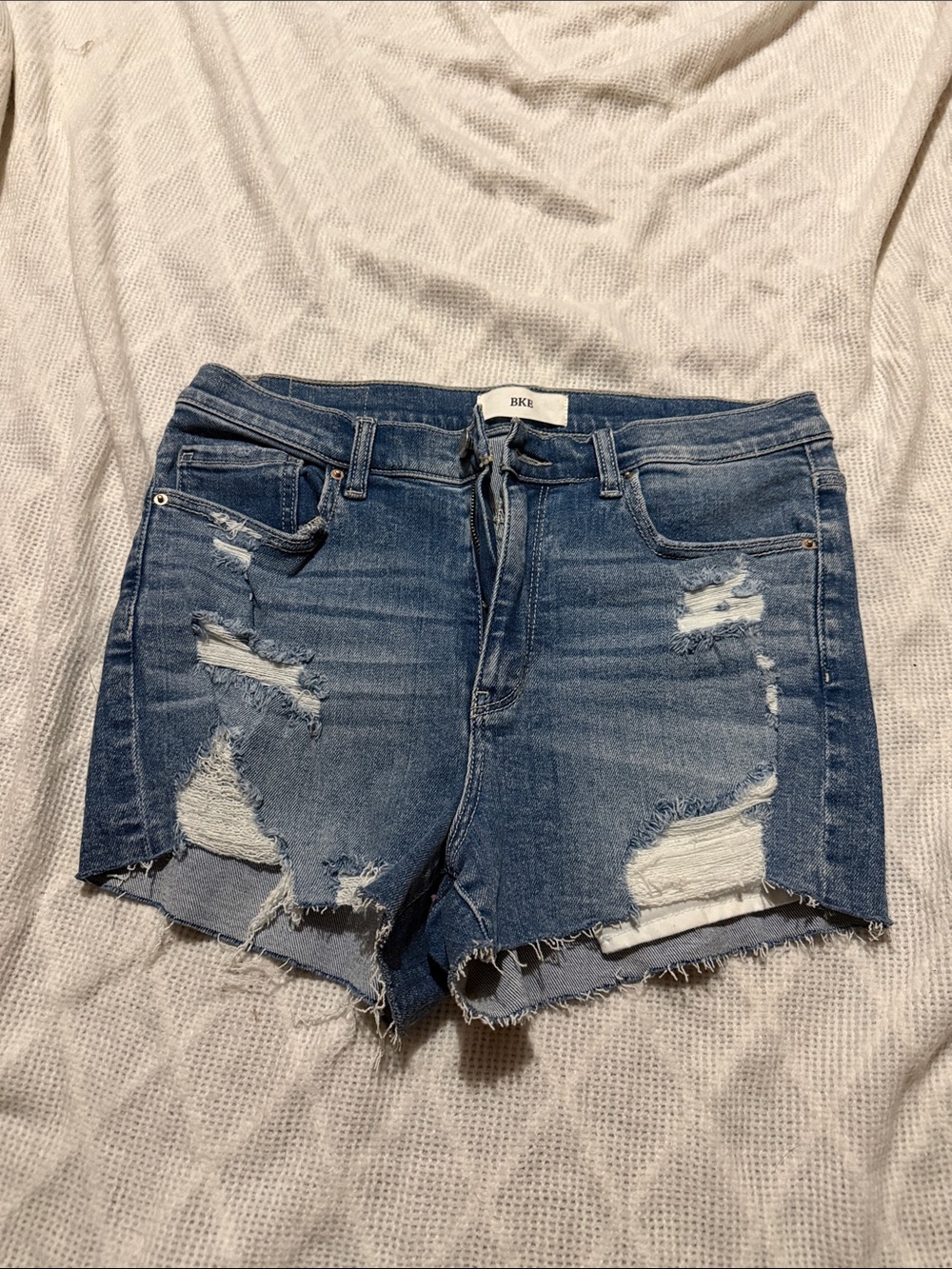 BKE Ripped Denim Jean Shorts in Blue